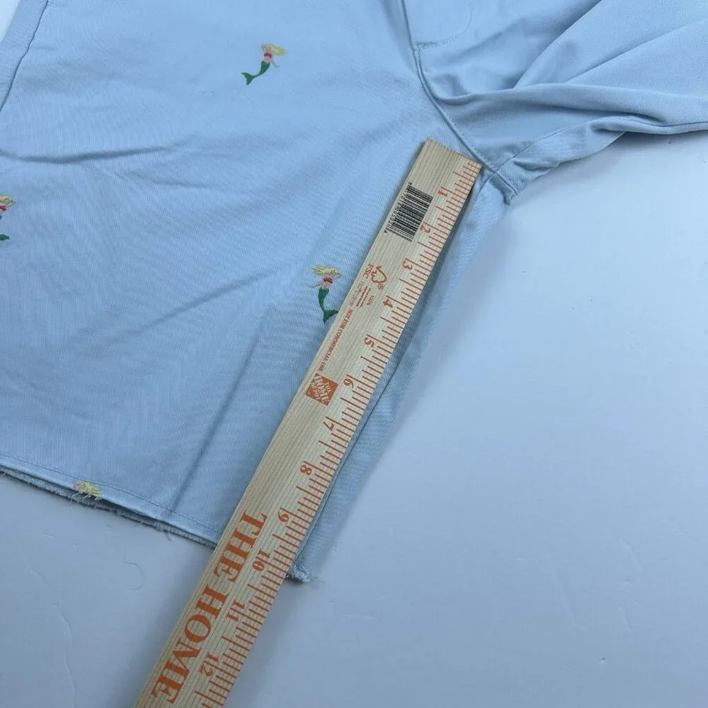 Gap 32 x 10” Light BLue Mermaid All Over Raw Hem Casual Chino Shorts